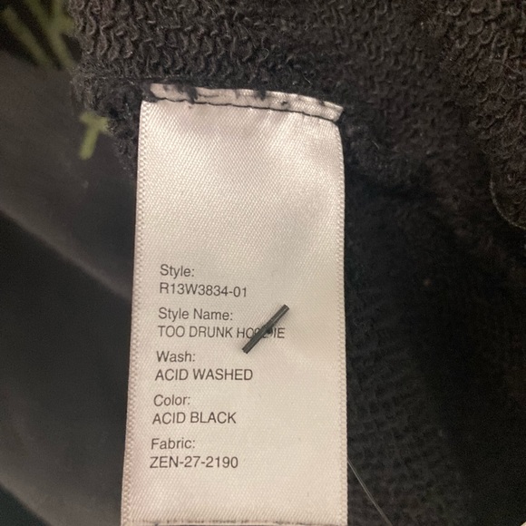 R13 Oversized too drunk Hoodie – Acid Black. Size medium - Picture 10 of 15